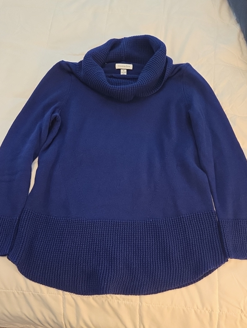 Charter Club Women's Cowl Neck Sweater in Cobalt Blue